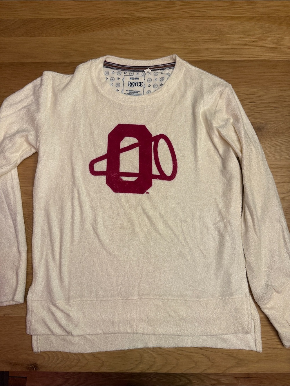 University of Oklahoma Royce Medium Cream Tee with Crimson Graphic
